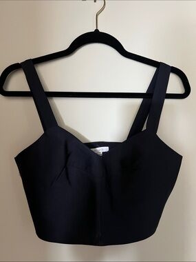Lucy Paris dark navy Structured Crop Bandeau with Wide Straps and side zipper S